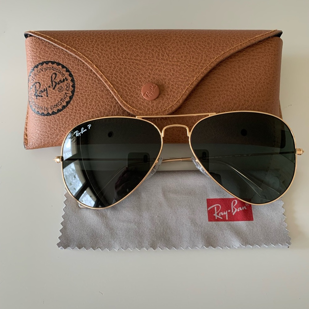 Ray-Ban Aviator Metal, Polarized, Gold w Green lenses